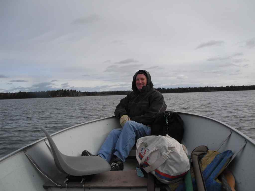 Taking a break from fishing on Barbe Lake