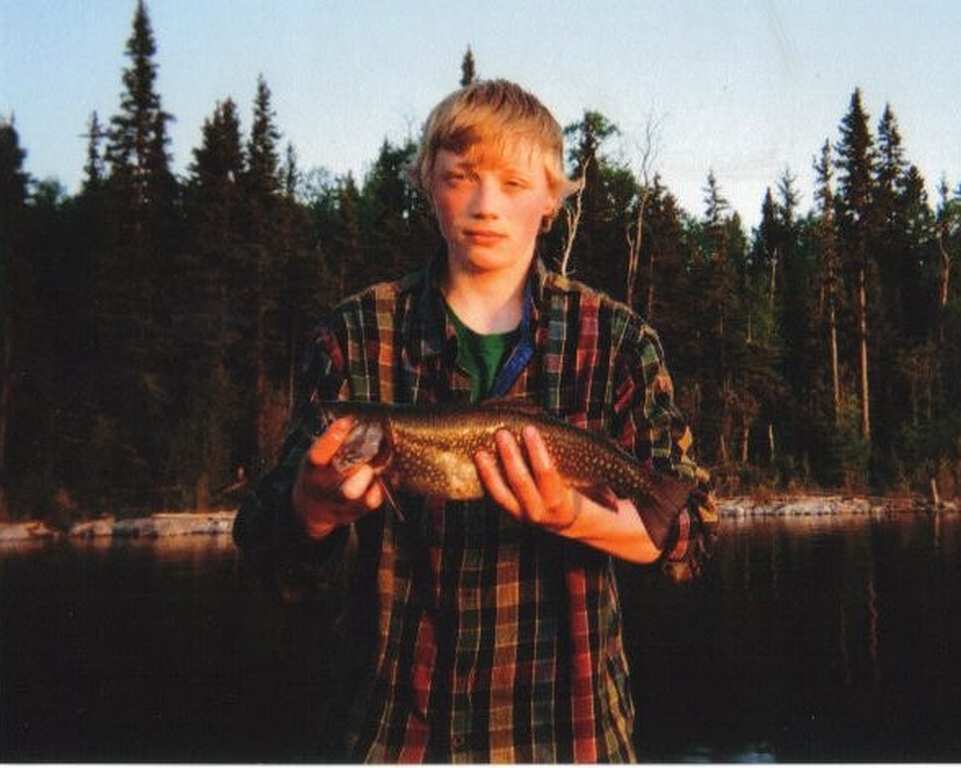 Theo with a Brook Trout.