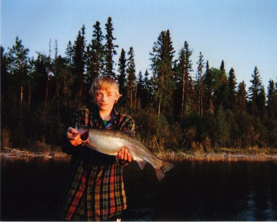 Theo with a Rainbow Trout.